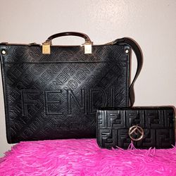 Leather TOTE Bag With MATCHING WALLET