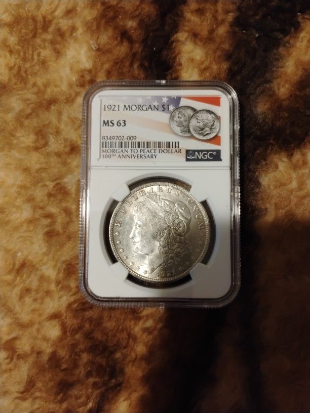 1921 MORGAN SILVER DOLLAR MS63 NGC CERTIFIED