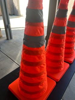 3 Orange Collapsible Traffic Cones