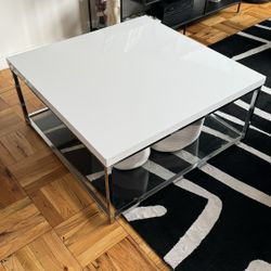 White Gloss Top Square Coffee Table 