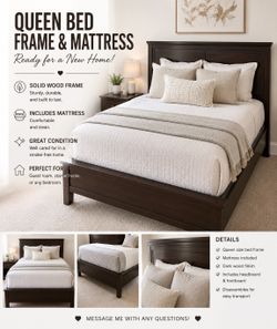 Solid Wood Bed Frame + Mattresses