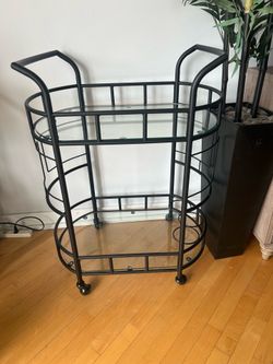 Metal and Glass 2 Tier Bar Cart