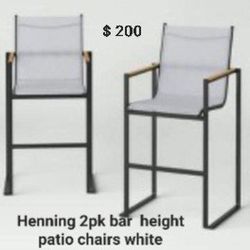Brand New Henning 2pkt Height Patio White Chair