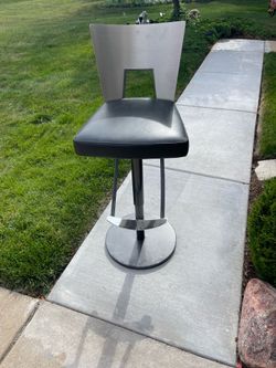 2 Bar Chairs Metal / Leather
