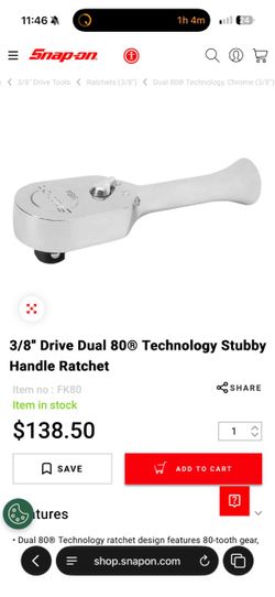 Snap on stubby 3/8 ratchet