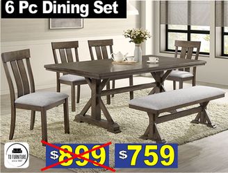 Dining Table Set + 4 chairs + bench