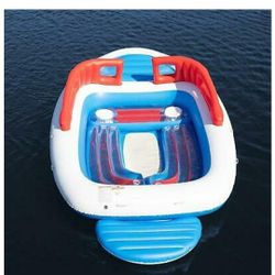 XL inflatable Boat For Up To 6 People With Cooler Section And Cup Holders 