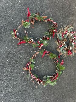 Christmas Wreaths with Pinecones and Berries