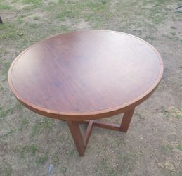 Round Wood Dining Table with Cross Base