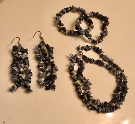 Vintage Blue Sodalite Nuggets Necklace, Bracelets & Earrings