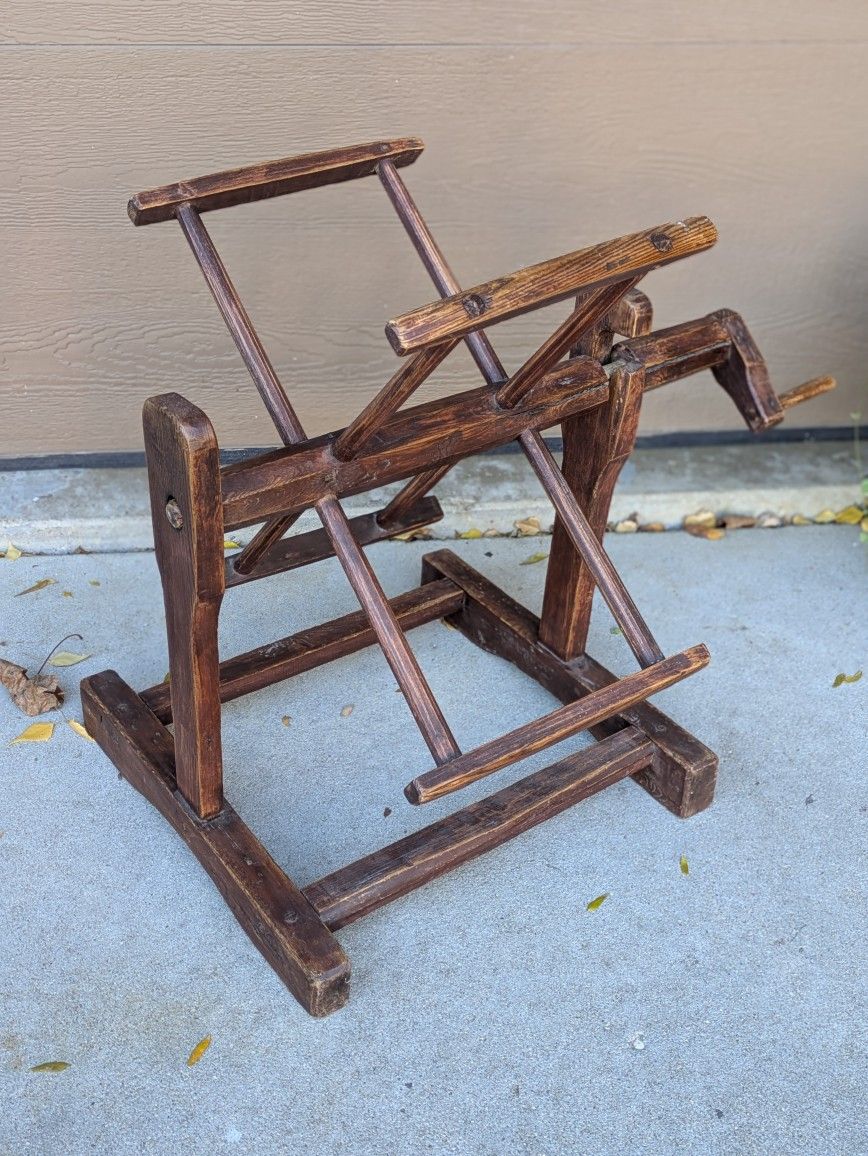 Antique Primitive Large Rustic CottageCore Wood Winder Yarn Spinning Wheel