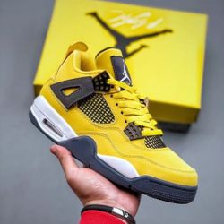 Brand new in box Air Jordan 4 Black Yellow Electric Mother  Unisex