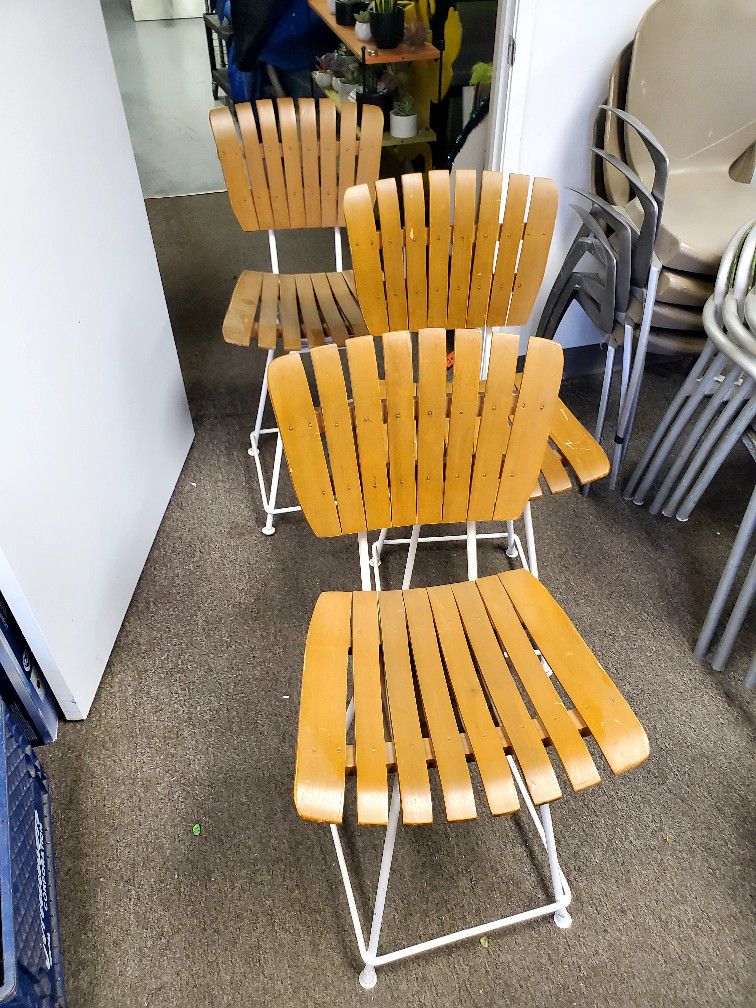 Vintage Steel Chairs with Wood Slats⁹