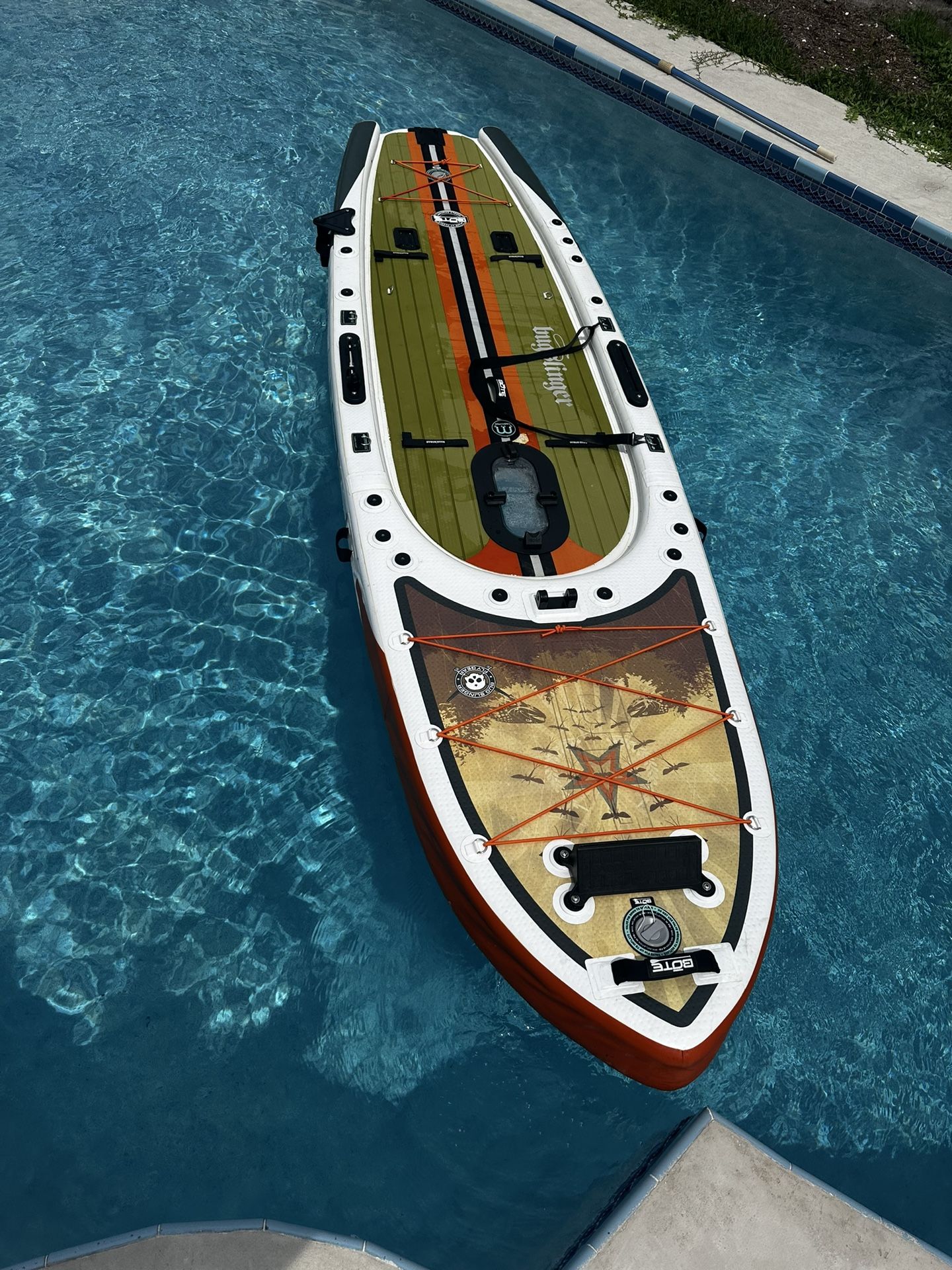 Bote Paddle Board Fishing Rackham Aero Board Inflatable Bugslinger *Needs Repair