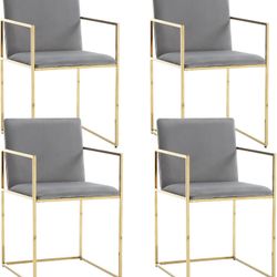 Mid Century Modern Kitchen & Dining Room Chairs Set of 4, Upholstered Velvet Dining Chairs with Arms and Back, Kitchen Chairs Arm Accent Chairs for Li