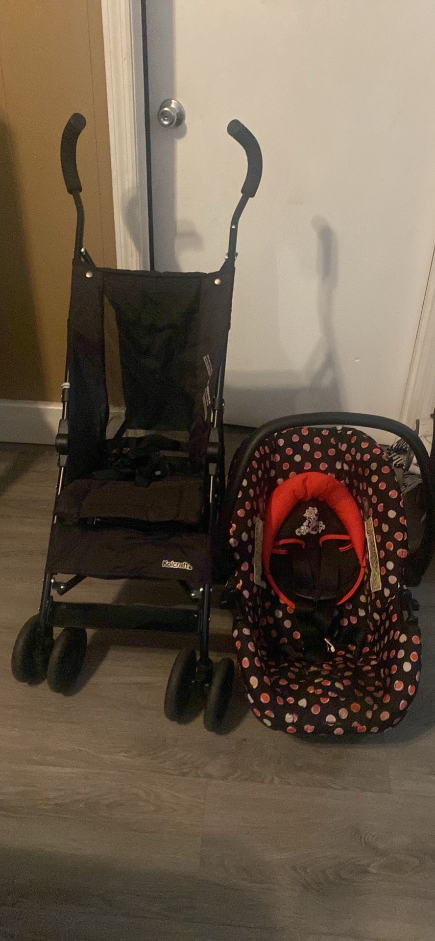 Kolcraft Black Stroller And Minnie Mouse Car Seat