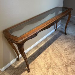 Wood Console Table With Glass Top