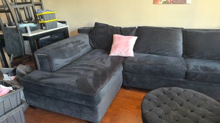 Black suede couch