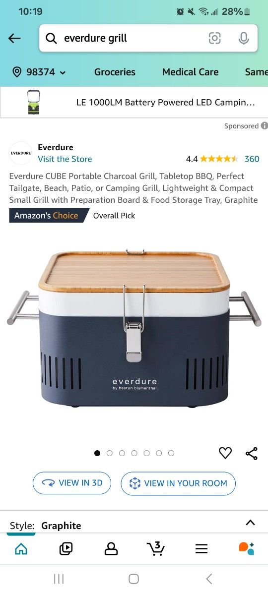 Everdure CUBE Portable Charcoal Grill With Case Brend New