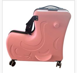 Pink Kids Ride-On Rolling Suitcase- Aoweila
