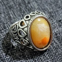 Orange Gemestone Silver VINTAGE ring
