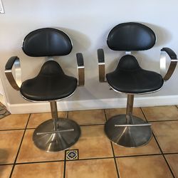 Bar & Dining Barstools -  Matrix  Import Designer stools in stainless steel - height adjustable swivel stool with armrest