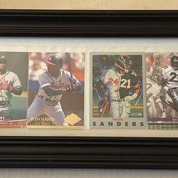 Deion Sanders “Prime Time” 4 card display Atlanta Braves/Falcons