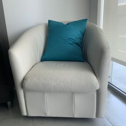 White leather Armand swivel glider individual couch/chairs