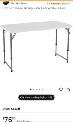 Lifetime foldable table 48 inch