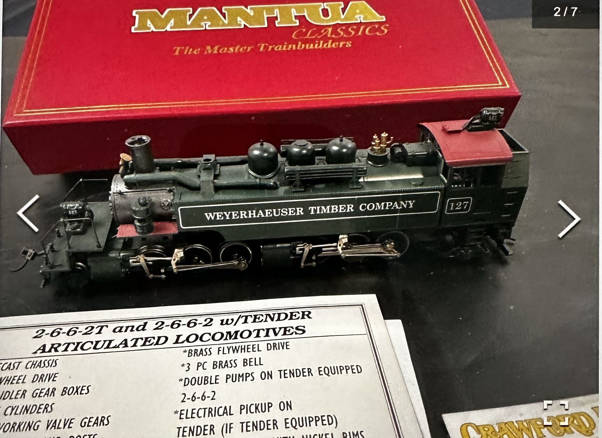 Mantua Weyerhauser 2-6-6-2 Articulated Logging Steam Engine Mantua 2-6-6-2 T Train
