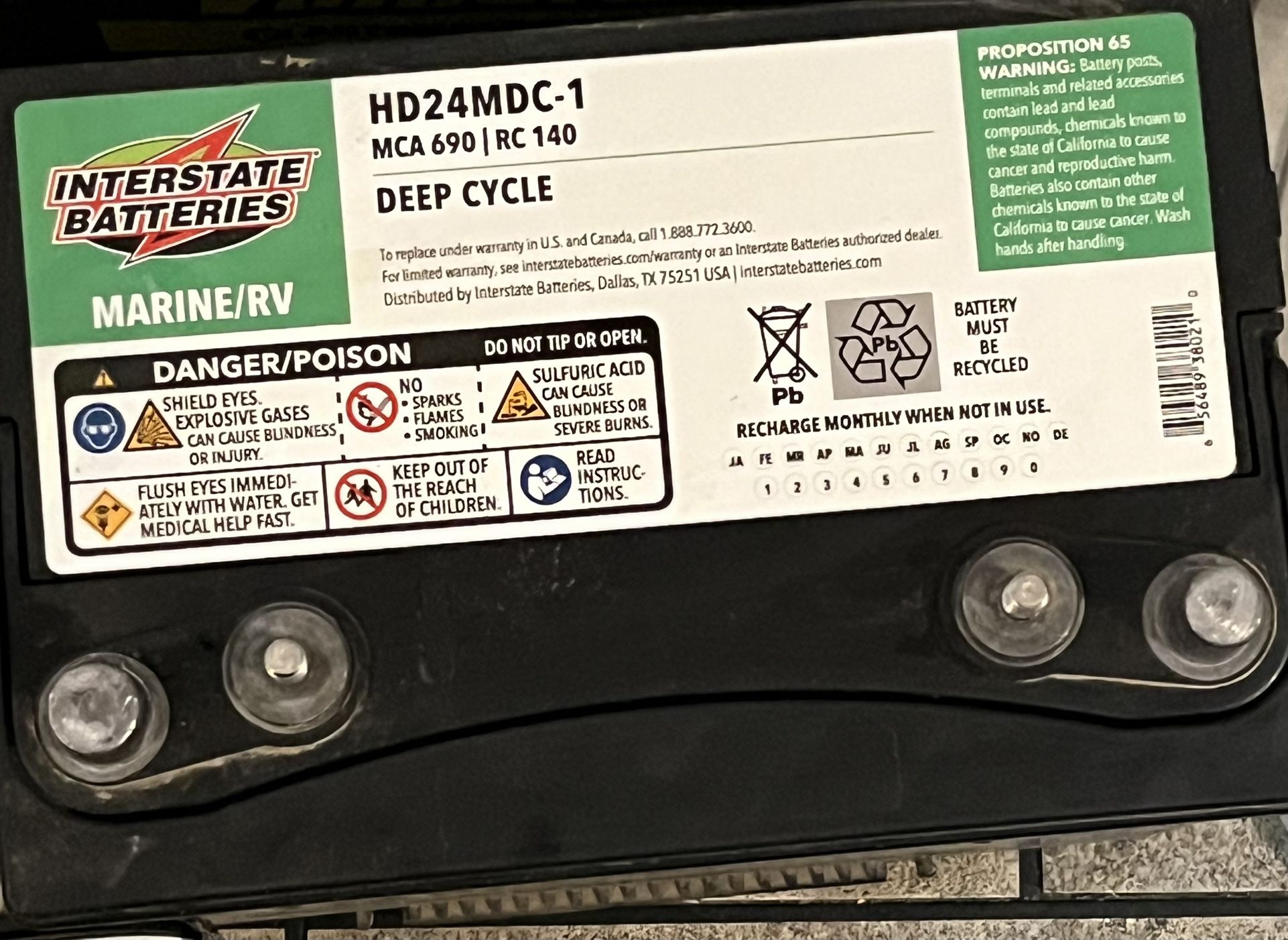 Two Interstate Deep Cycle RV/Marine Batteries