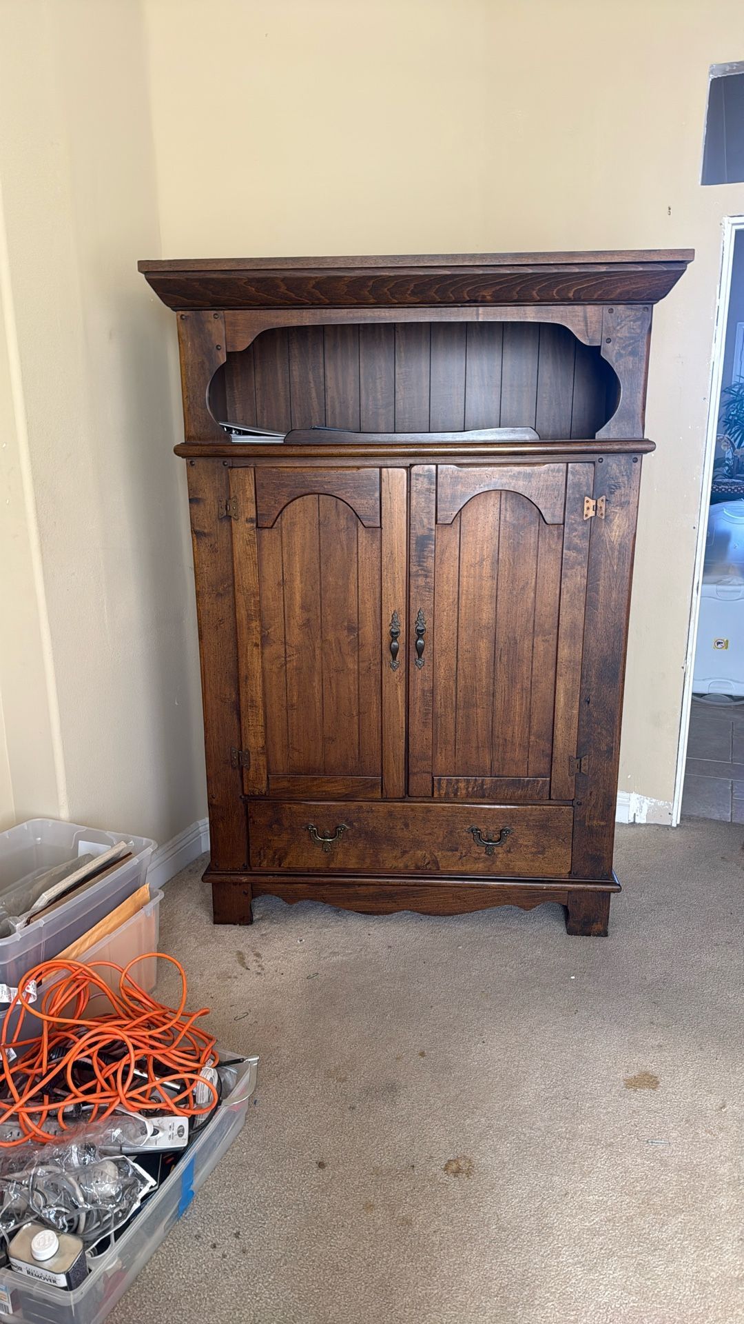 Large Heavy Wood Armoire