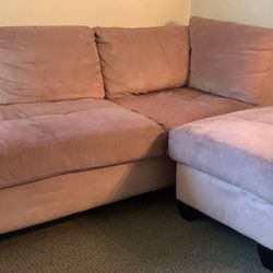 Suede Couch Chaise Lounge Sectional