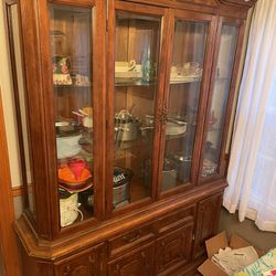 Glass Hutch 2 Parts Top And Bottom With Storage.i Can Help Load  As Well 