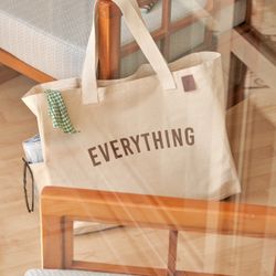 Beige, Printed canvas tote bag - NEW