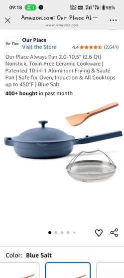 Our Place Always Pan 2.0-10.5” Nonstick, Toxin-Free Ceramic Cookware | Patented 10-in-1 Aluminum Frying & Sauté Pan | Safe for Oven, Indu