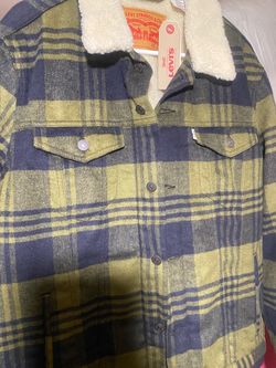 Levi’s Levis Mens Trucker Large Sherpa Jacket Plaid Western Jeans Jean XL Extra Large New NWT Large