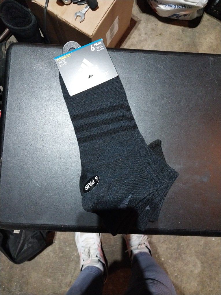 Six Pair Men's Adidas No Show Socks 