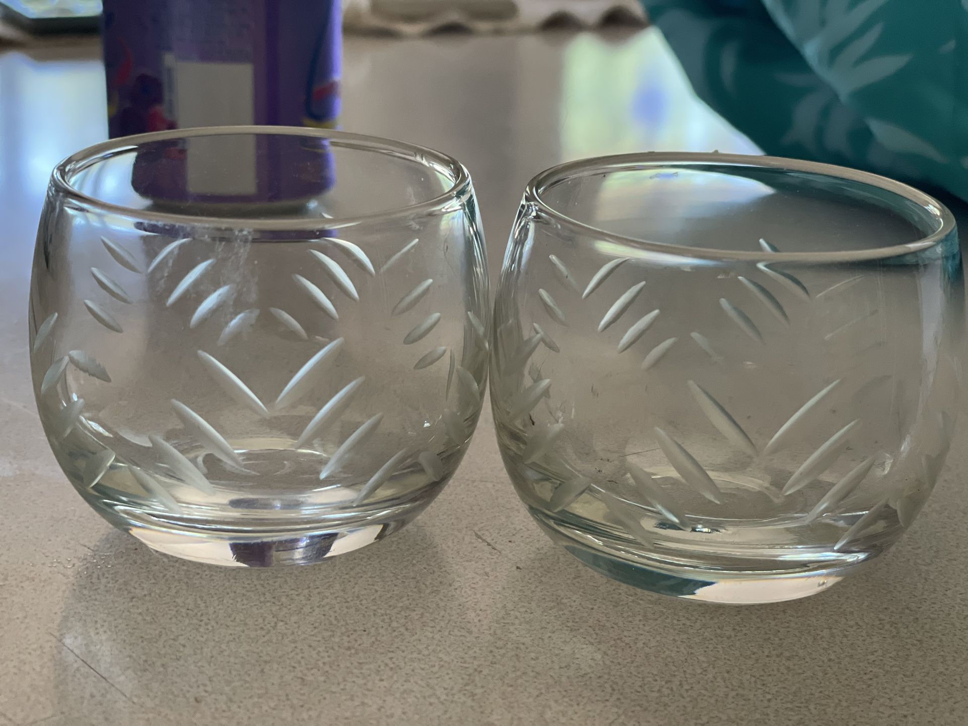 pair of Stackable Roly Poly glasses / mid-century modern barware. 