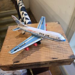 Vintage Pan Am Jumbo Jet Tin Toy Airplane 