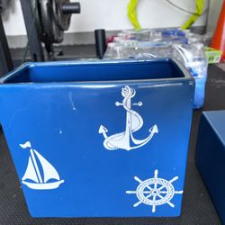 Royal blue glass, storage containers, room decor