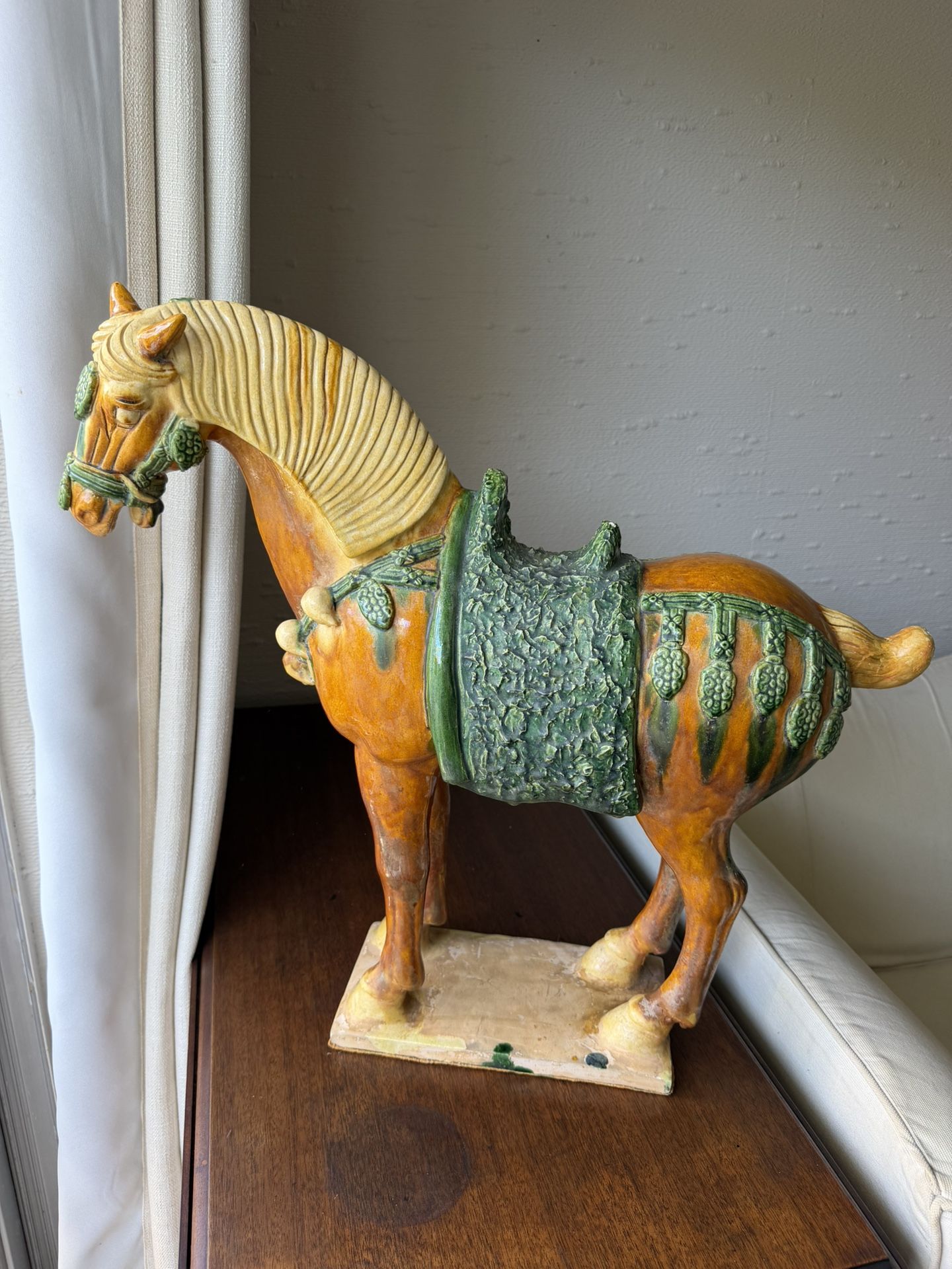 Vintage Tang-style ceramic horse figurine