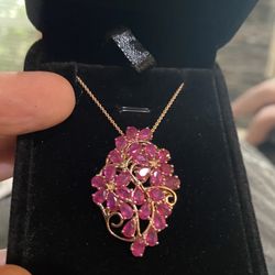 Genuine Niassa Ruby rose gold plated necklace - new! 