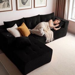 Cloud Sectional Couch, 118” Comfort L Shaped Boneless Couch for Living Room, Extra Deep Seats