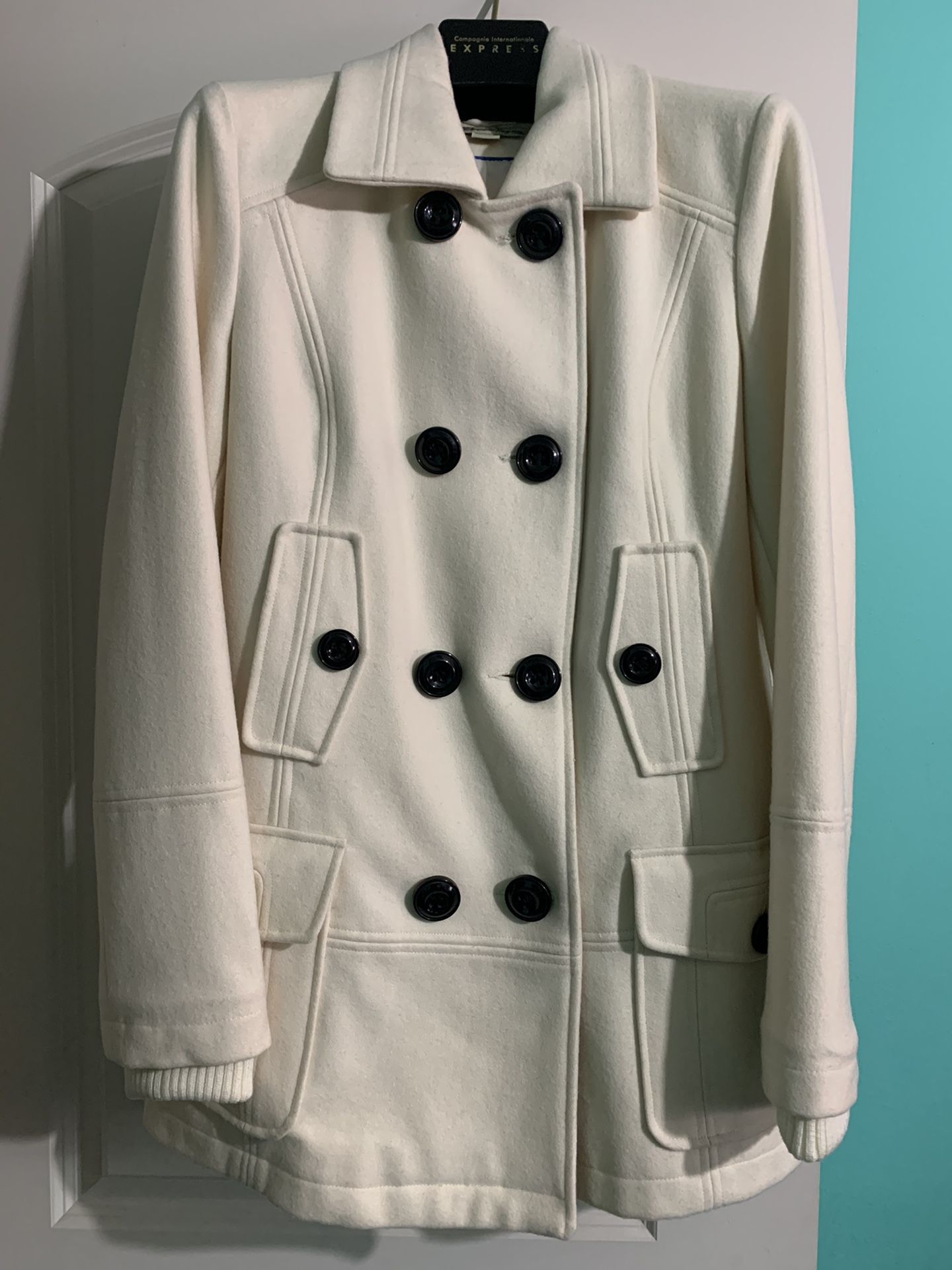 Ivory Womens Wool Peacoat Coat