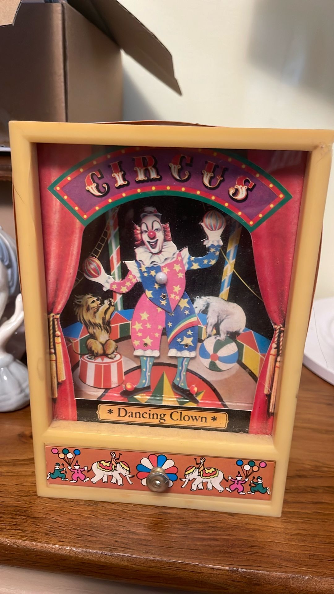 Vintage Dancing Clown Jewelry Box