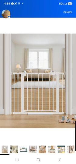 Baby Gate 29.7-40.6 Inch Cumbor Auto Close Walk Through Dog Gate White for Doorways