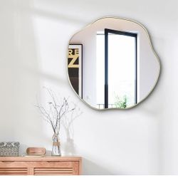 20" Irregular Wall Mirror Gold Wavy Scalloped Accent Mirror Bedroom Entryway