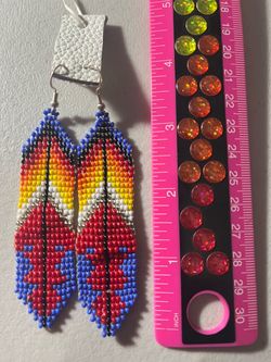 Hand beaded Native American earrings