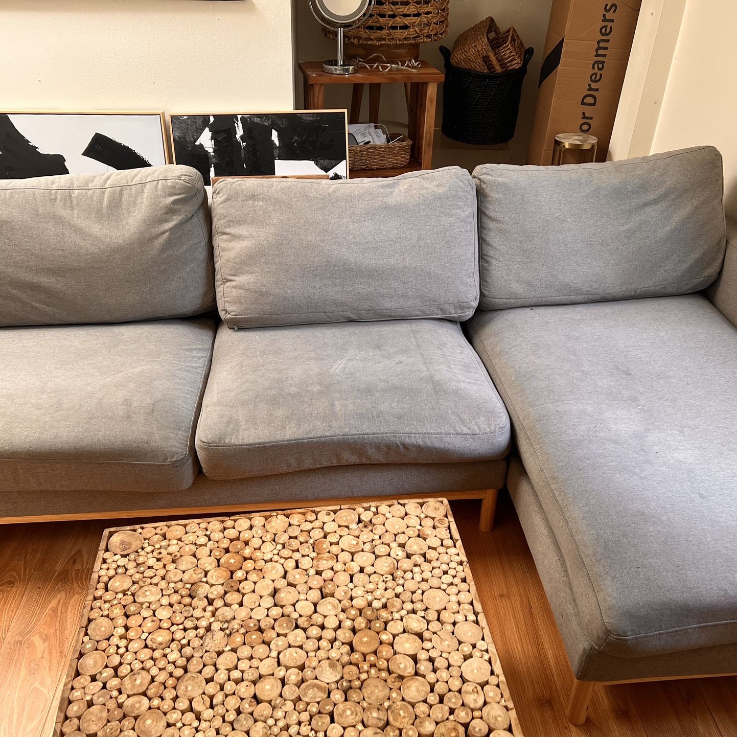 Grey Fabric Couch With Chaise